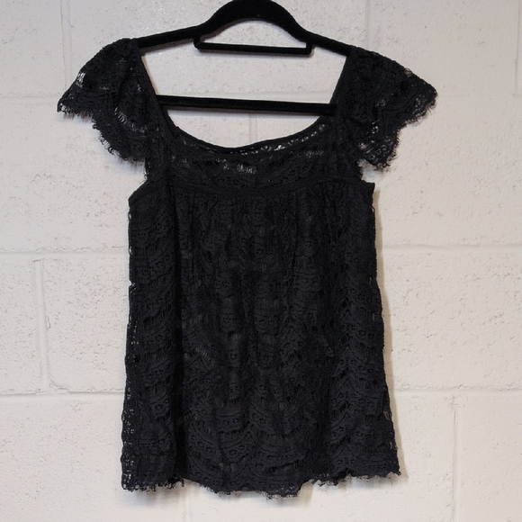 Milly Tops - Milly of New York Black Crochet Cotton Lined Sleeveless Blouse Top Size 2